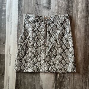 Snake Print Faux Leather Mini Skirt